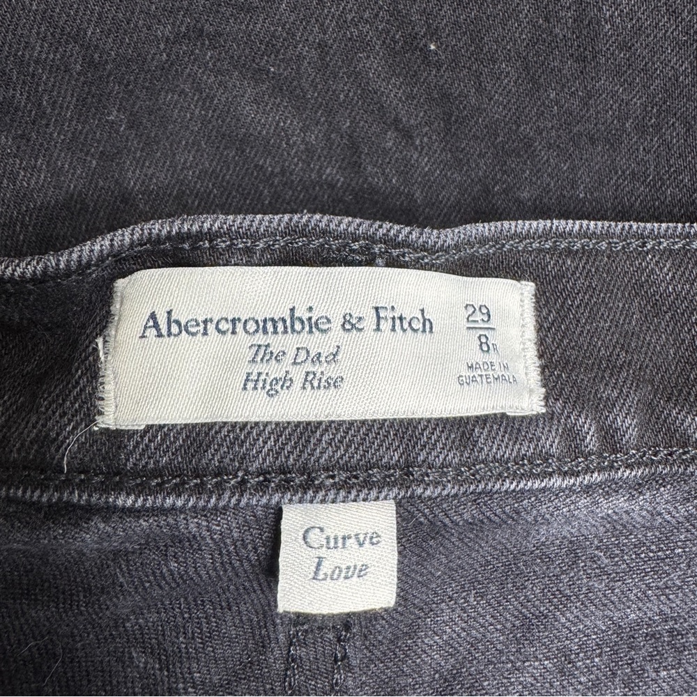 {A&F} "The Dad High Rise" Curve Love Crossover Waist Black Denim Jeans - Picture 6 of 7